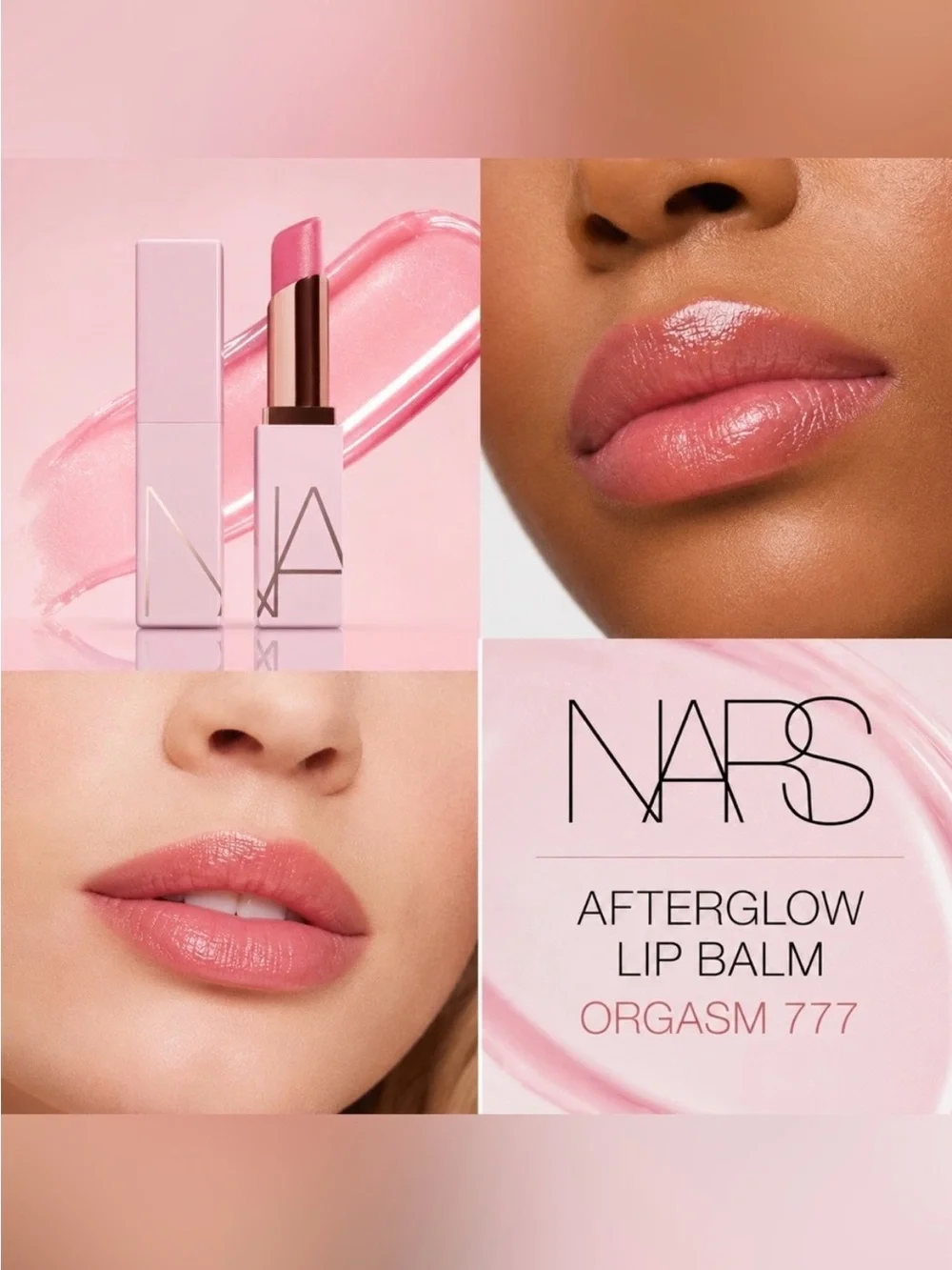 NARS Afterglow Lip Balm Orgasm 777 Hydrating Pink Shimmer Balm-NIB